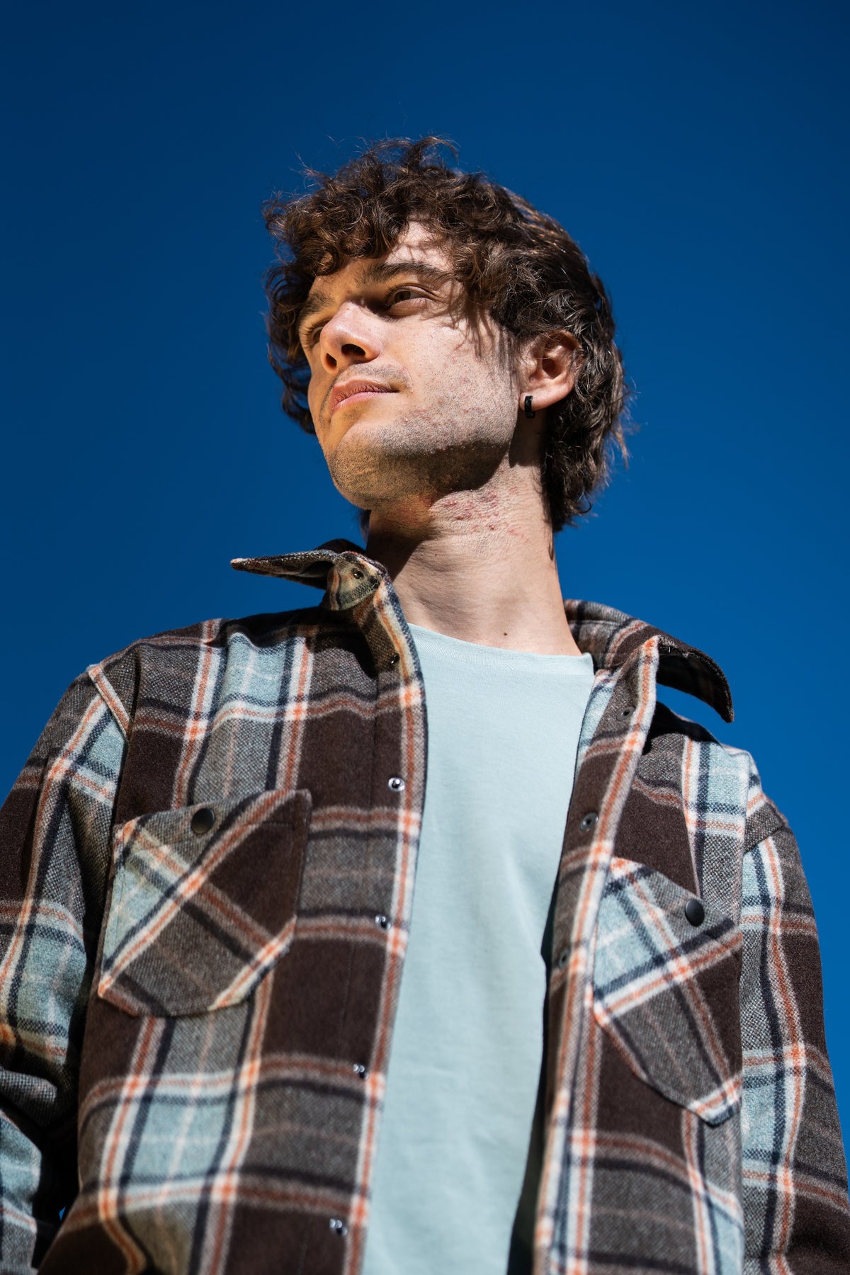 FW26-020 Camicione Flanella Blue (uomo dal basso cielo blu)