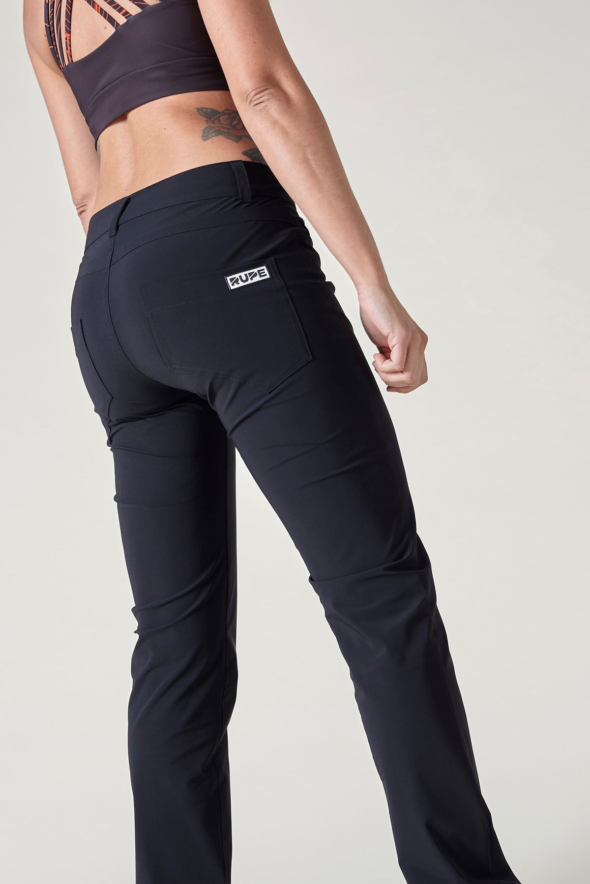 Deep Black - Women's Elegant Stretch Jeans-Cut Trousers