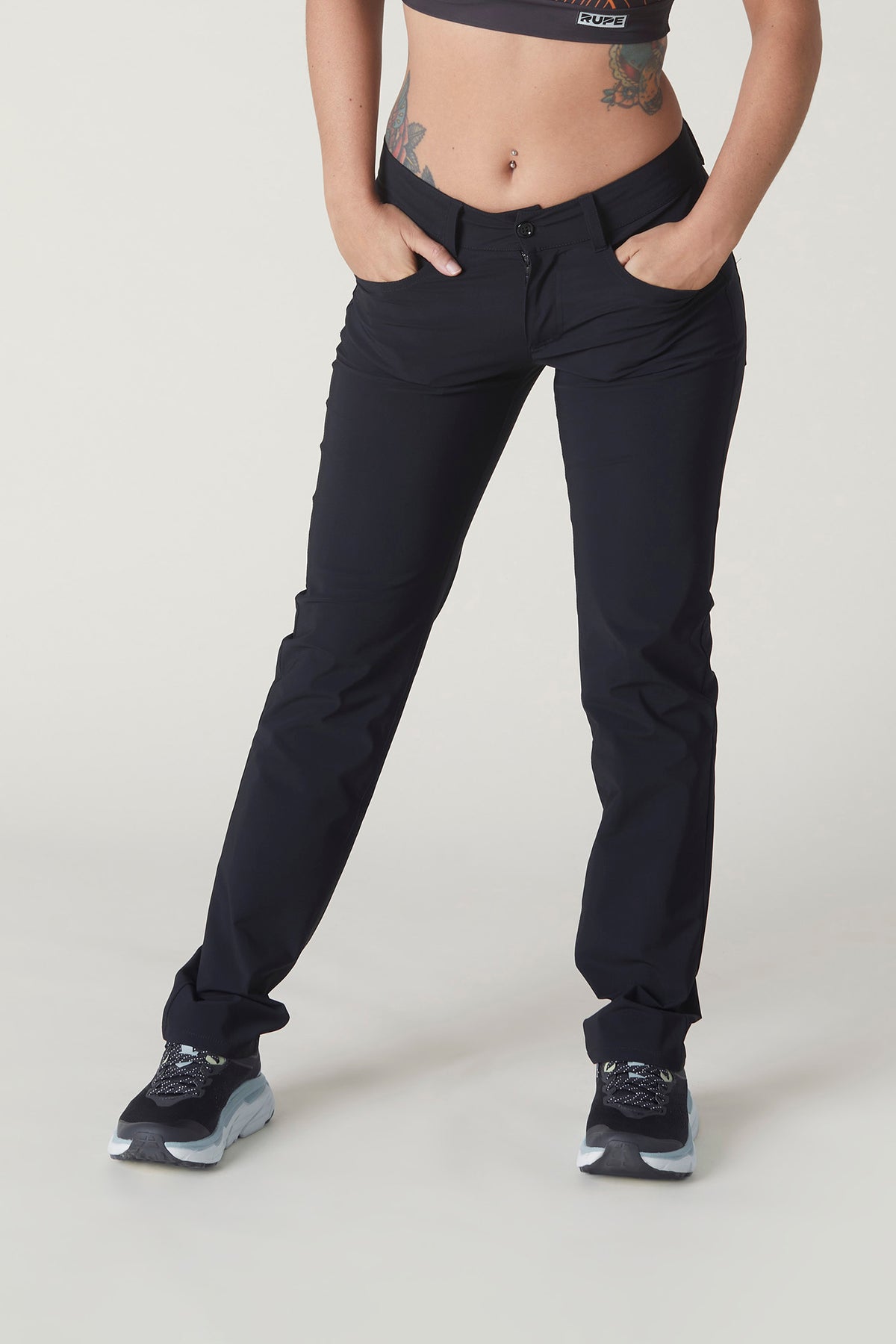 Deep Black - Women's Elegant Stretch Jeans-Cut Trousers