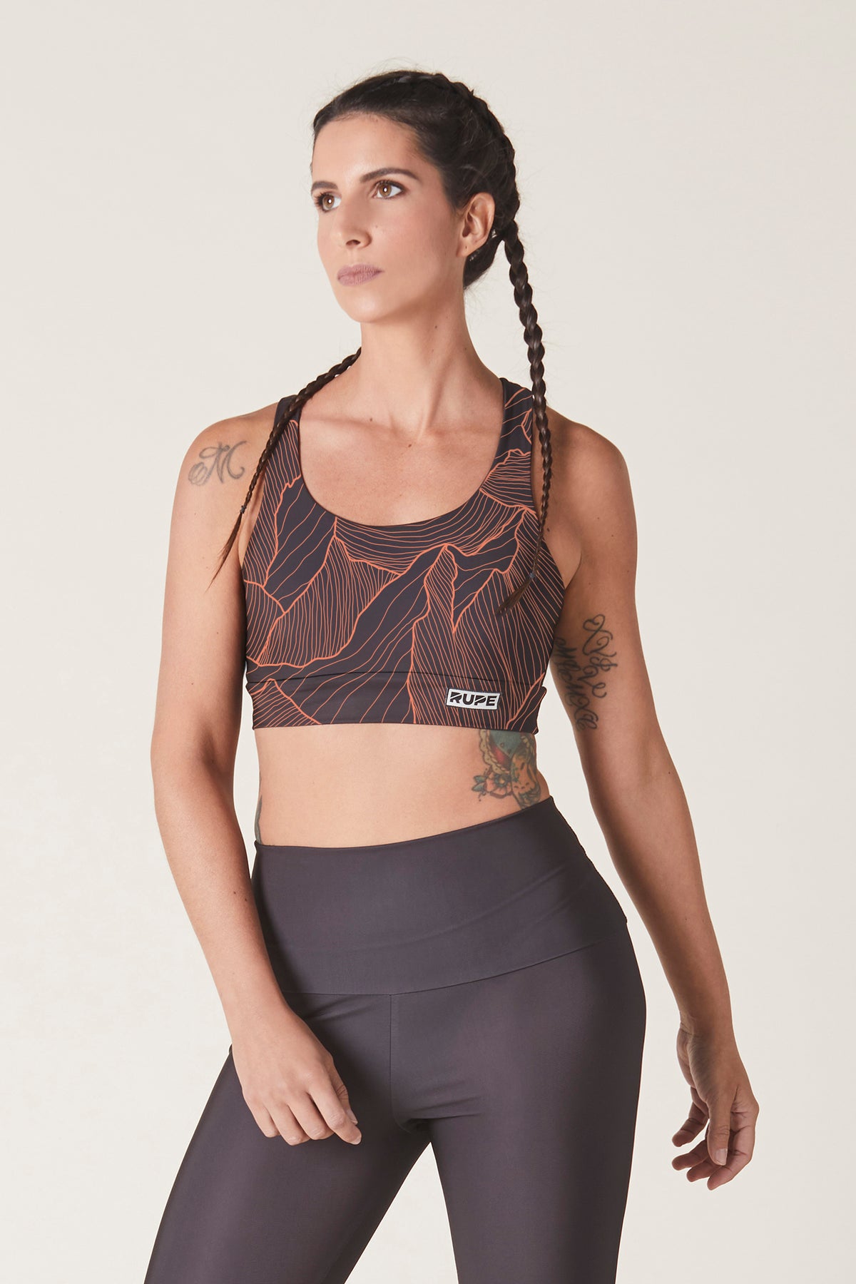 Women's Sports Top Total Isoipse Montagne - Black Orange