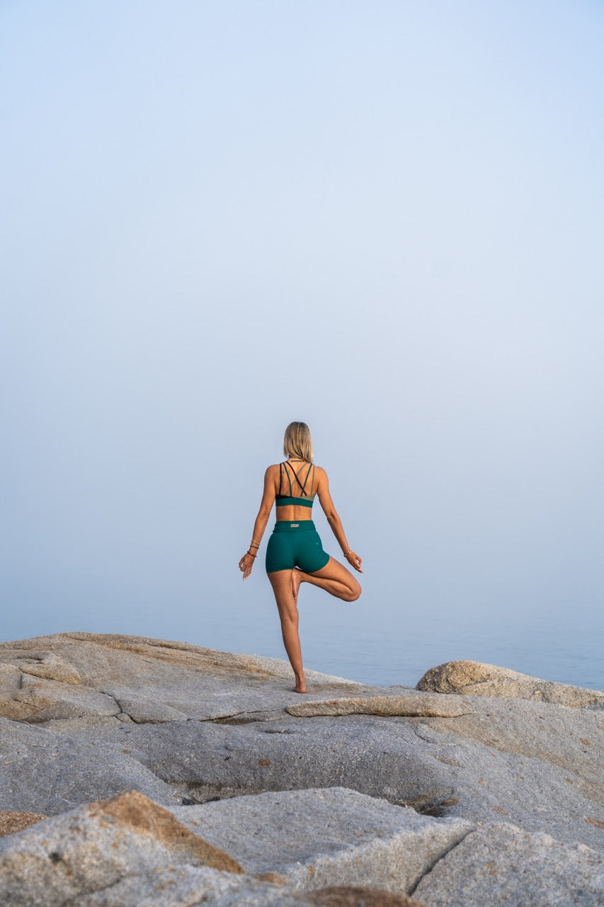 Kurze Damen-Leggings im Shorts-Stil – Petrol
