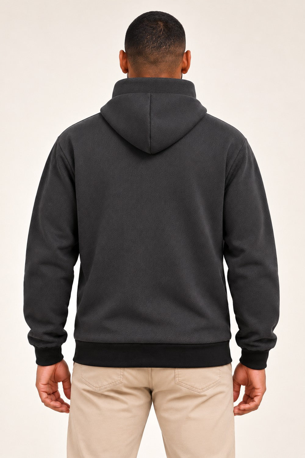 Felpa con zip intera e cappuccio CRACK Anthracite indossata da uomo - retro - Rupe Clothing